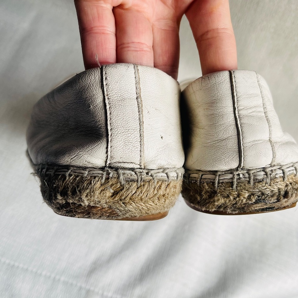 TORY BURCH Colorblock Espadrilles Leather Ivory Black Women’s - Picture 9 of 9